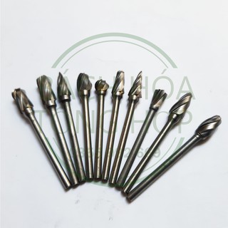 Mũi Mài, Dũa Kim Loại, Bộ 10 Mũi Mài, Dũa Thô Chuyên Dụng Cốt 3mm