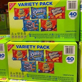 Bánh RITZ 40 gói với 5 loại bánh khác biệt như hình (tổng trọng lượng 1,12kg) của Mỹ