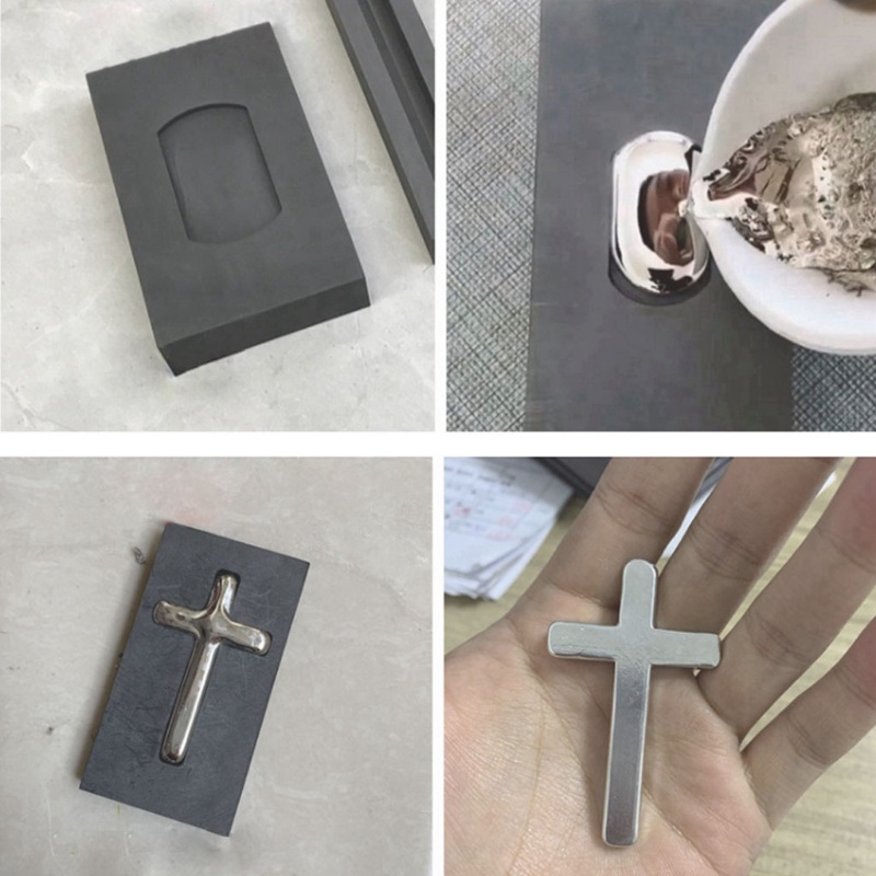 Sa Khuôn Nấu Tan Chảy Graphite Hình Trái Tim Chữ Thập Màu Đen Độ Tinh Khiết Cao