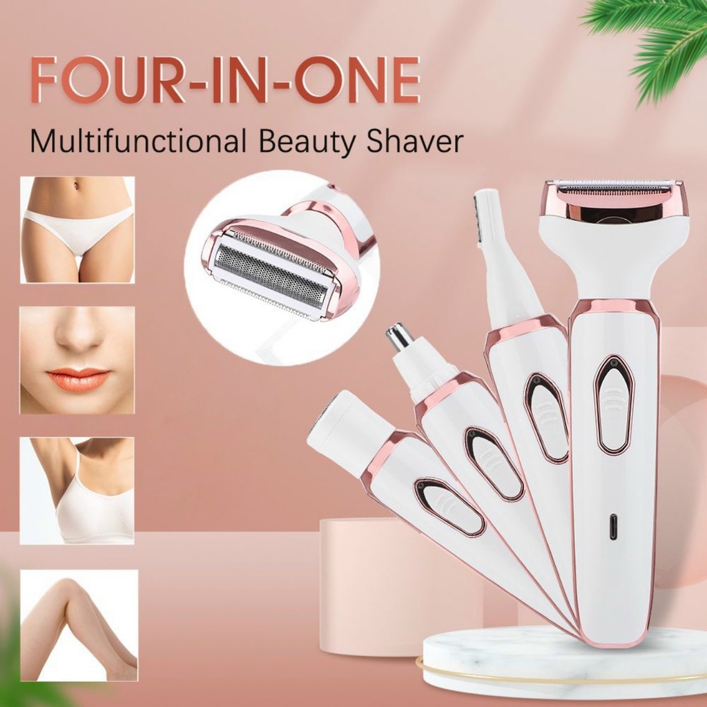 Dao Cạo Lông Mặt ,Tỉa Lông Mày,  Cắt Tỉa Lông Mũi Máy Cạo Lông Bikini Vùng Kín Toàn Thân Đa Năng 4 In 1 Chống Nước Sạc Đ