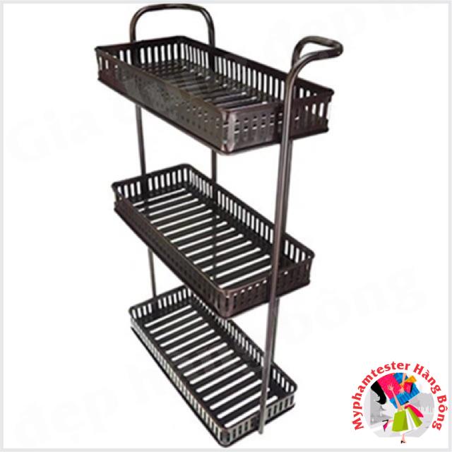 (HÀNG ĐẸP) Kệ 2 tầng hoặc 3 tầng sơn tĩnh điện NÂU ĐEN cao cấp