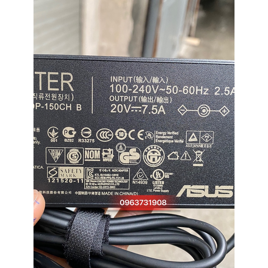 Cục sạc laptop Asus 20V-7.5A 150W hàng tháo máy