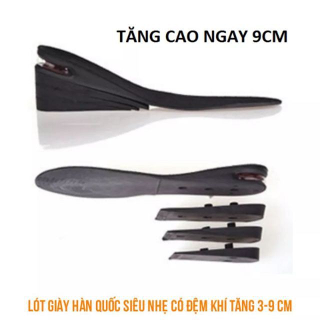 Đế lót giày tăng chiều cao màu đen 3cm-5cm tự cắt size  (1 đôi)