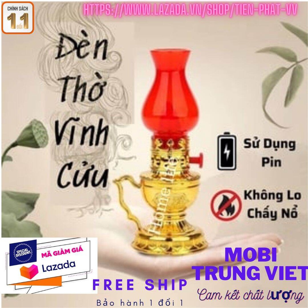 Đèn Thờ Vĩnh Cửu Mẫu Mới 2022, Sử Dụng Pin, Thiết Kế Cổ Kính Kiểu Đèn Dầu, Hài Hoà, Cân Đối, Tăng Phần Trang Nghiêm