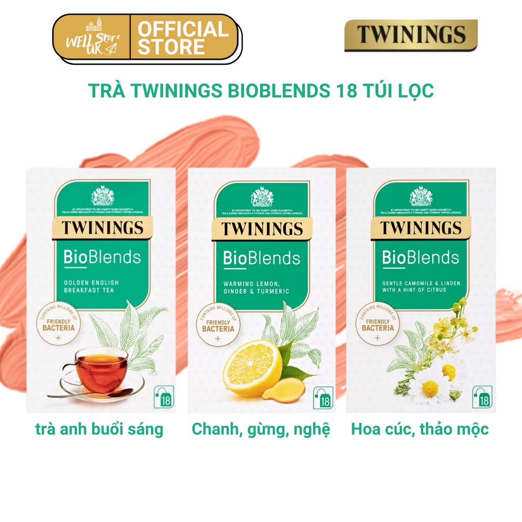 [ Hàng nội địa Anh] Trà túi lọc TWININGS BIOBLENDS  3 hương vị, hộp 18 gói