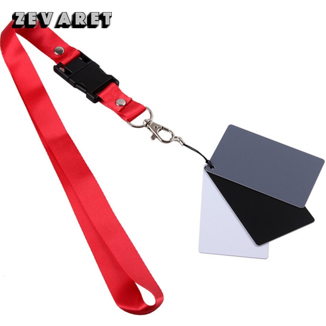 Zevaret 3 In 1 White Black Grey Balance Cards 18-degree Small Gray Card With Neck Strap Photography Accessories