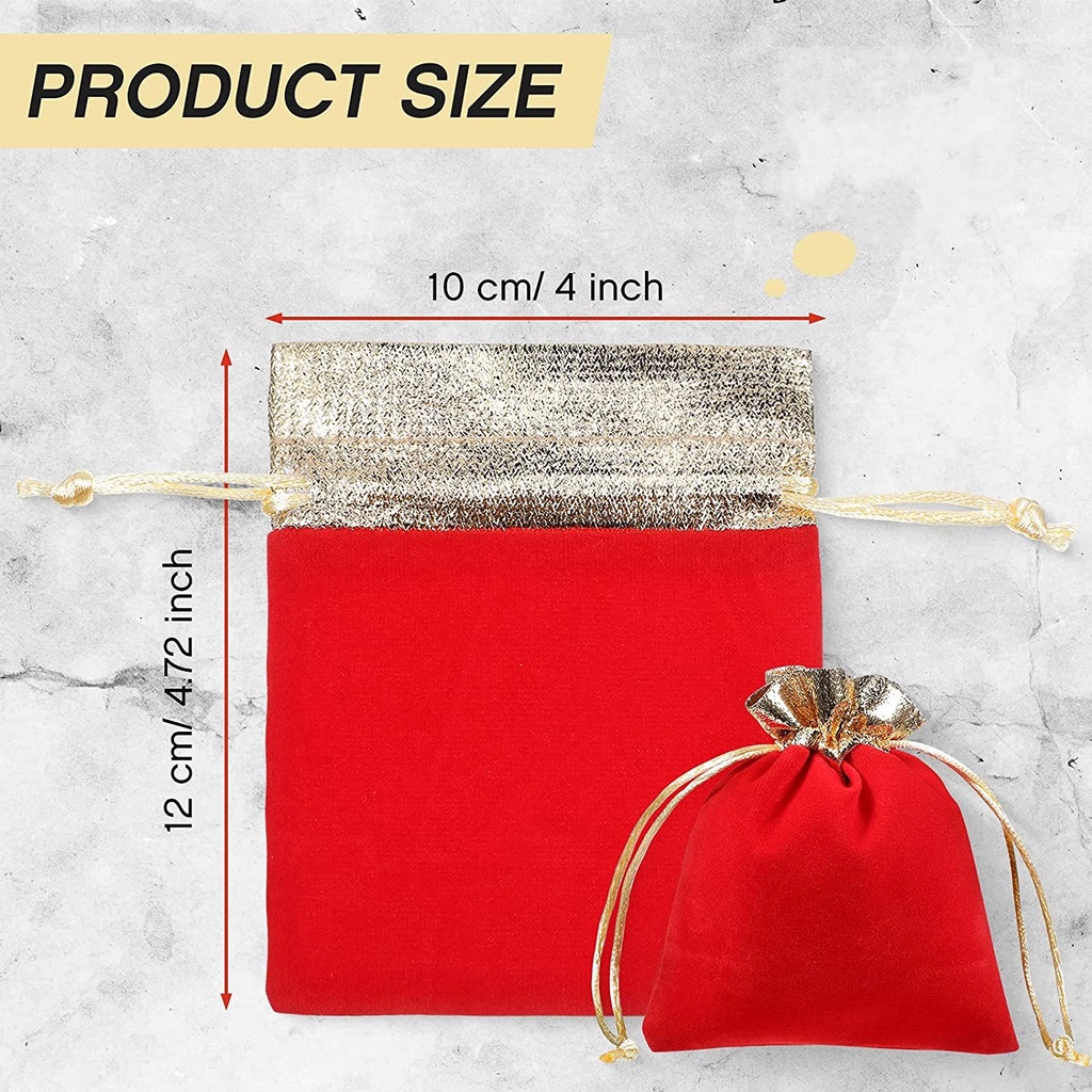 [Mới] Túi Nhung Dây Rút Đựng Trang Sức / Quà Cưới Màu Đỏ Rượu Vang