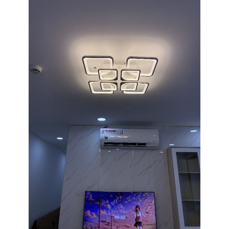 Đèn led ốp trần trang trí phòng khách_Đèn trần ô vuông có 3  chế độ sáng tặng điều khiển  bảo hành 12 tháng