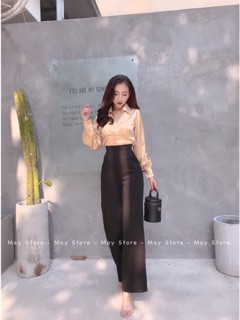 Set áo sơ mi dài quần suông