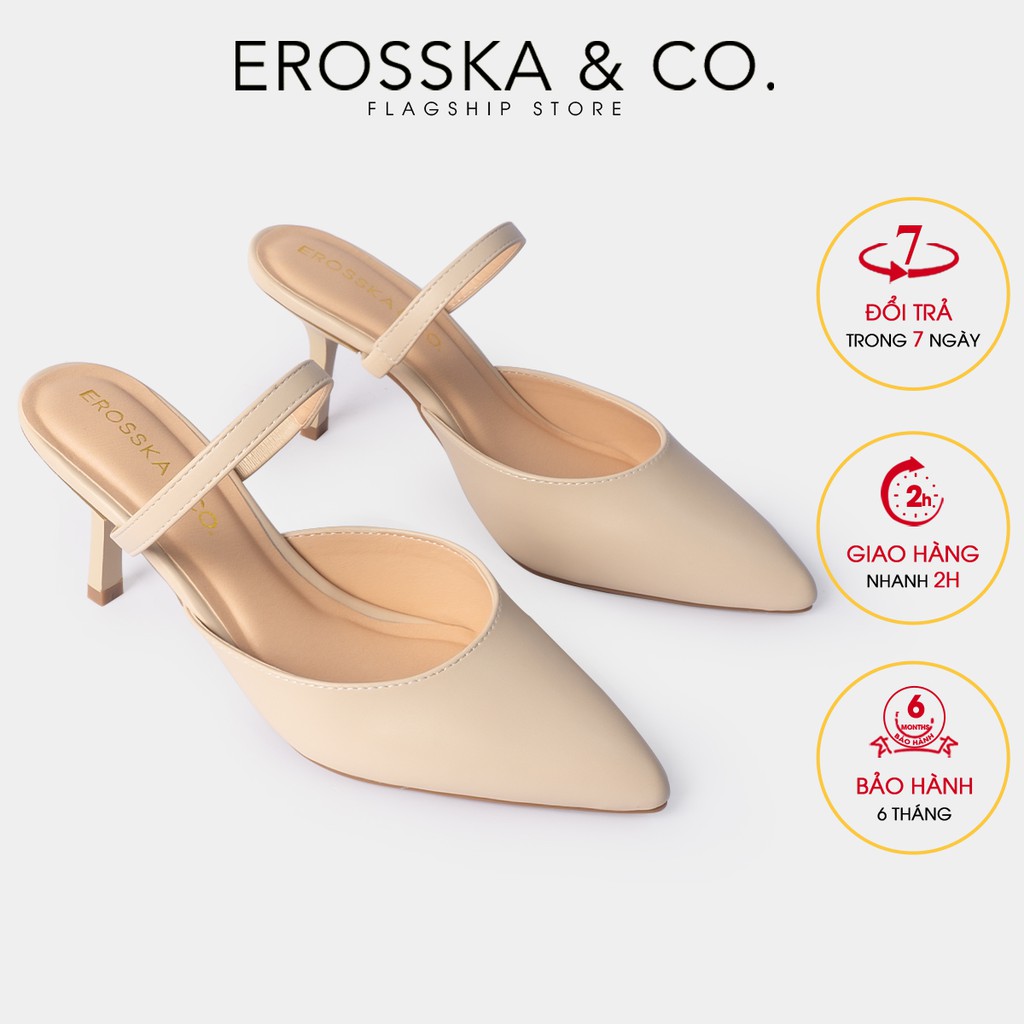 [Mã WABRTL3 -10% đơn 250K]Dép sục cao gót Erosska quai mảnh cao 8cm màu kem _ EM073