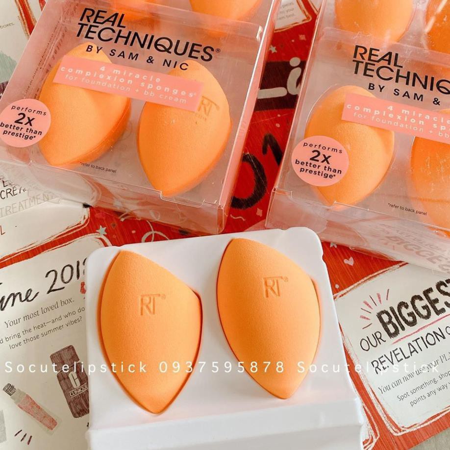 Mút Tán Nền Real Techniques Miracle Complexion Sponge (Cam)- Powder Sponge (Hồng) - Airblend Sponge (Xanh)