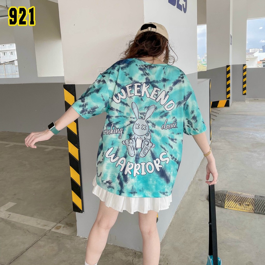 Áo thun tay ngắn unisex, áo phông tay lỡ nam nữ, thun lạnh màu loang, 100% cotton, free size 40-75kg - yumi47store-921 | BigBuy360 - bigbuy360.vn