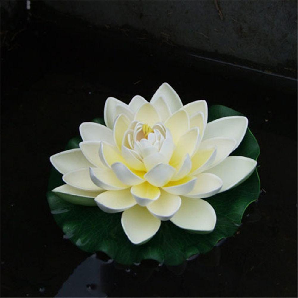 Lá Sen Giả Nổi Trên Mặt Nước Bằng Xốp 28cm Màu Xanh Lá Cây
