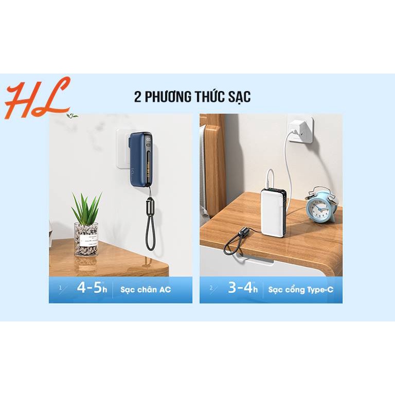 Pin Sạc Dự Phòng 10000Mah Remax RPP-278 - Sạc Nhanh QC3.0, PD20W - Nguồn AC Sạc Trực Tiếp 220V - BH 1 Năm - Hưng Long PC