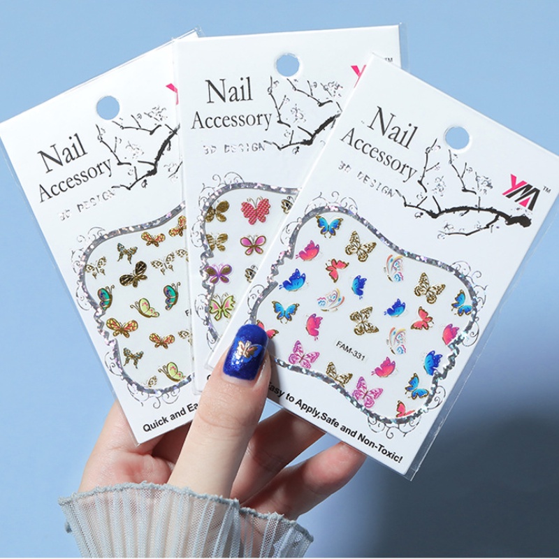 [Hàng mới về] Miếng dán móng tay họa tiết bướm phong cách ngẫu nhiên
