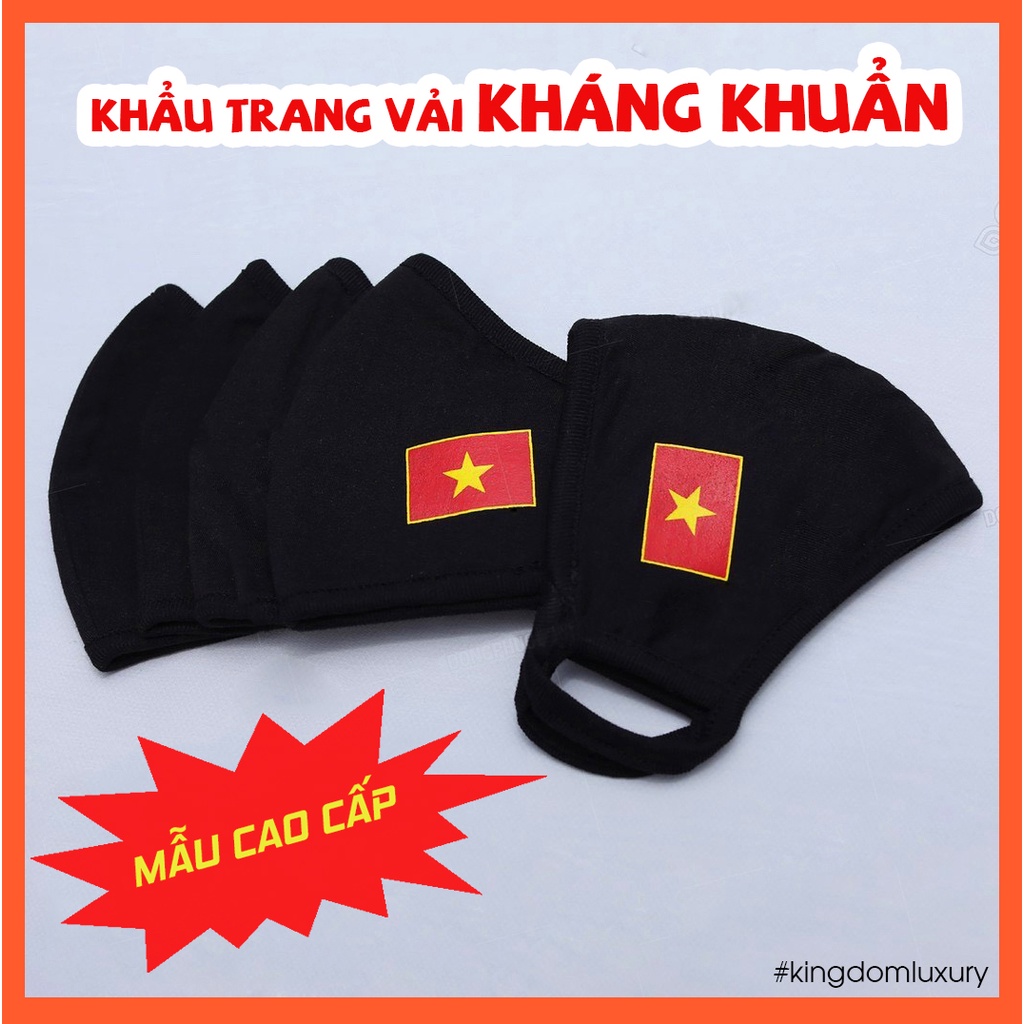 Khẩu Trang Vải Kháng Khuẩn Màu Đen Cờ Đỏ Sao Vàng Việt Nam - Đội Tuyển Việt Nam Sử Dụng