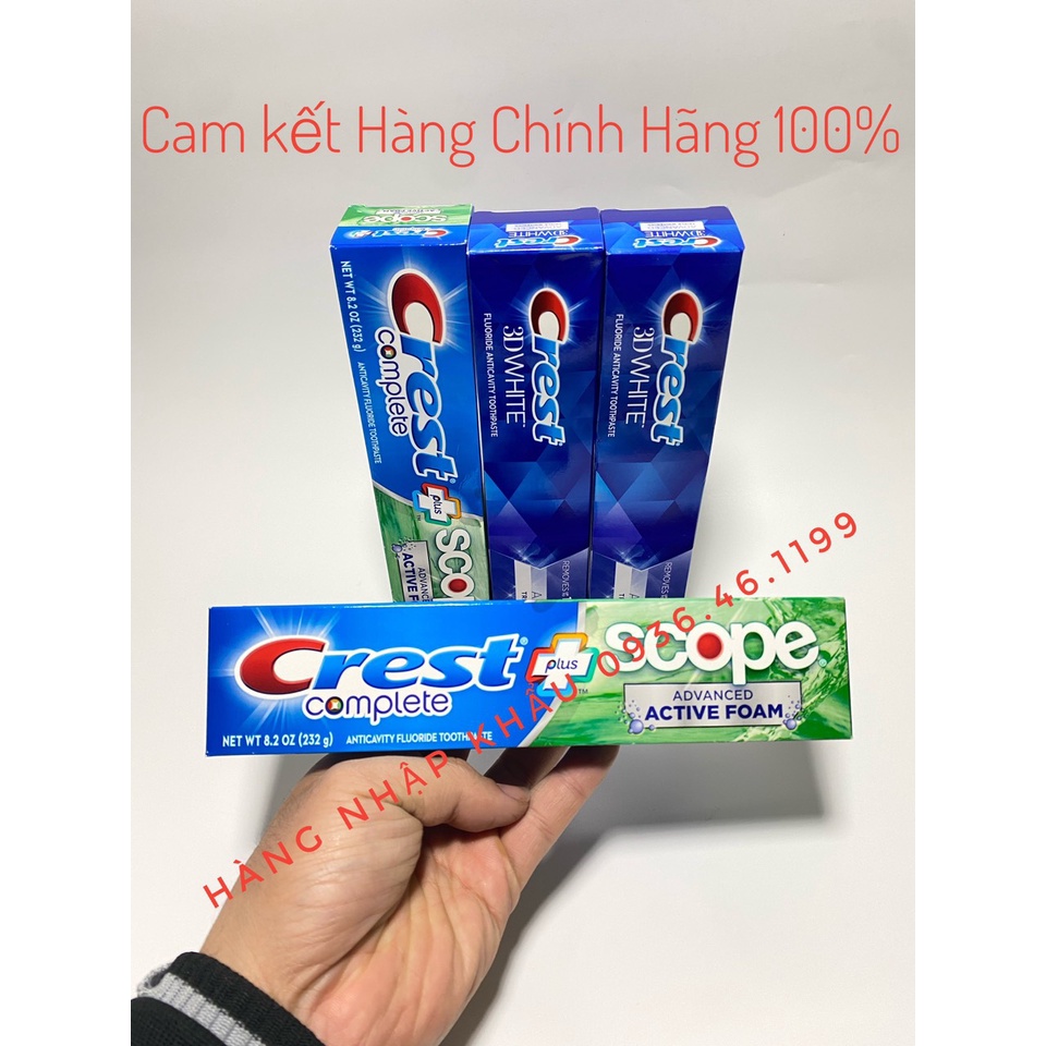 [Chính hãng]---Kem Đánh Răng trắng răng Crest 3D White Advanced Triple Whitening 158g---Mỹ