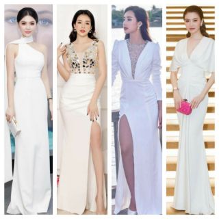 Tổng hợp bộ sưu tập đầm dạ hội trắng tinh khôi P2 có 3Xl đầm dự tiệc cao cấp) TẶNG KÈM HOA TAI THỜI TRANG