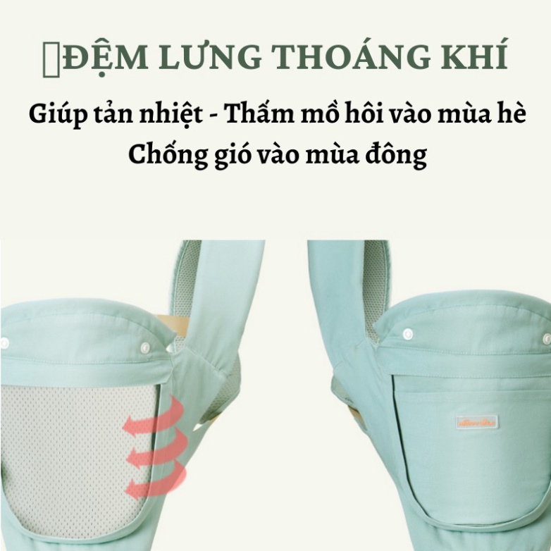 (NEW 2022 Hàng Cao Cấp Xuất Mỹ) Địu cho em bé có túi đựng, chắn nắng gió Flyco PT4 hỗ trợ tư thế ngồi - Hàng nhập khẩu