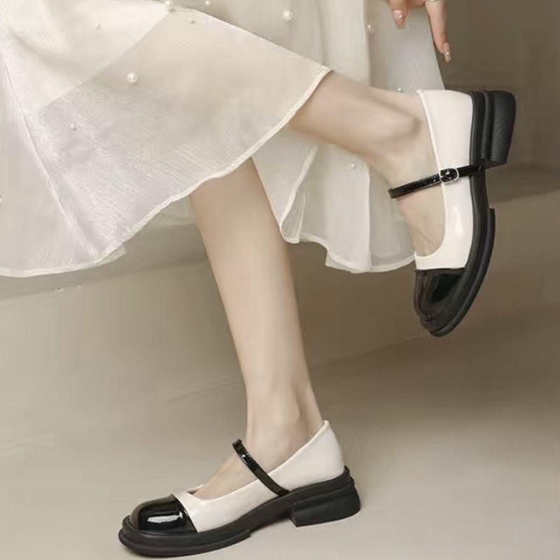 Giày lolita quai mảnh KERRY hai màu kết hợp phong cách Hàn Quốc