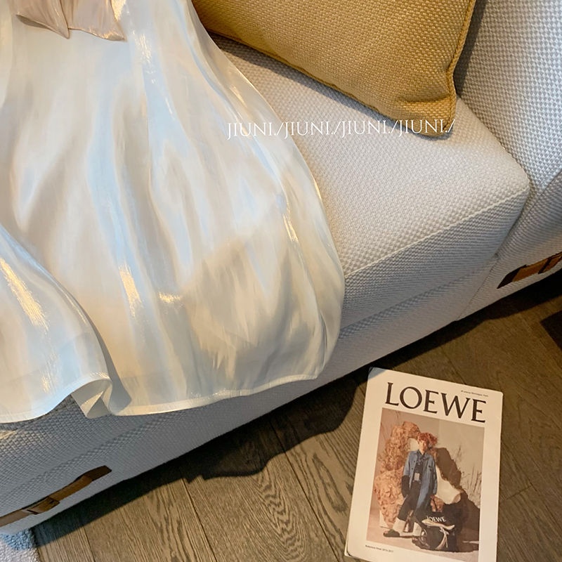 Đầm Nữ Thắt Nơ Eo Bằng Satin Đính Ngọc Trai Phong Cách Mới Thời Trang Mùa Hè