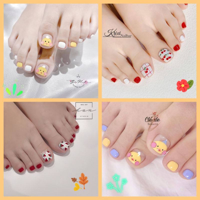 Móng chân thiết kế họa tiết trái cây và con vật Mã số AMC06