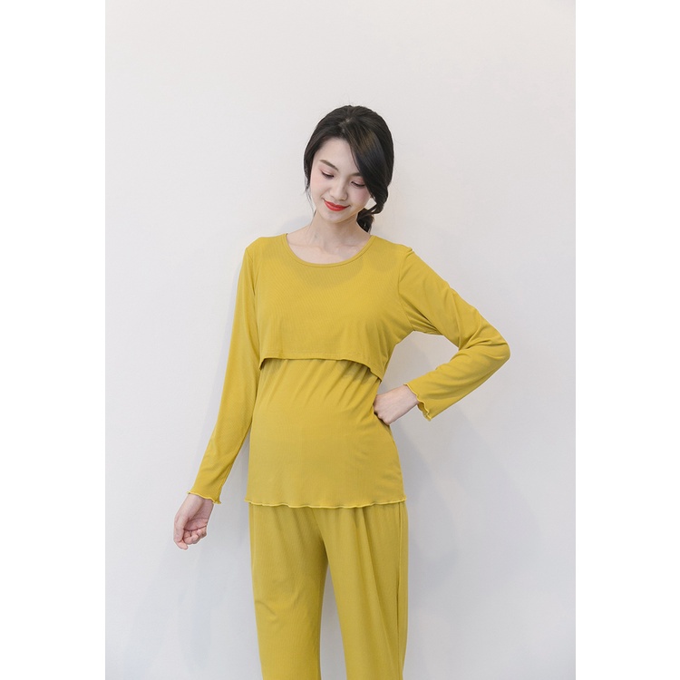 Bộ Đồ Bầu Và Sau Sinh Cho Con Bú Modal Siêu Mềm Mịn có sẵn lót ngực tiện lợi cho mẹ bầu và sau sinh