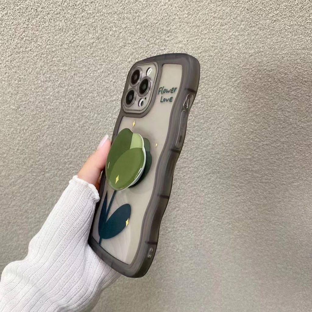 Ốp Điện Thoại Mềm In Hình Hoa Tulip Có Giá Đỡ Cho Iphone 13 pro max 12 pro max 11 pro max xs max xr x