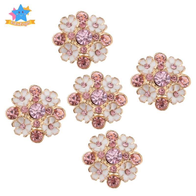 Set 5 Nút Pha Lê Hình Bông Hoa 23mm Dùng Trang Trí / Làm Đồ Thủ Công DIY