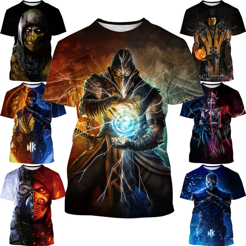 Áo thun nam ngắn tay cổ tròn in hình Mortal Kombat 3D thời trang