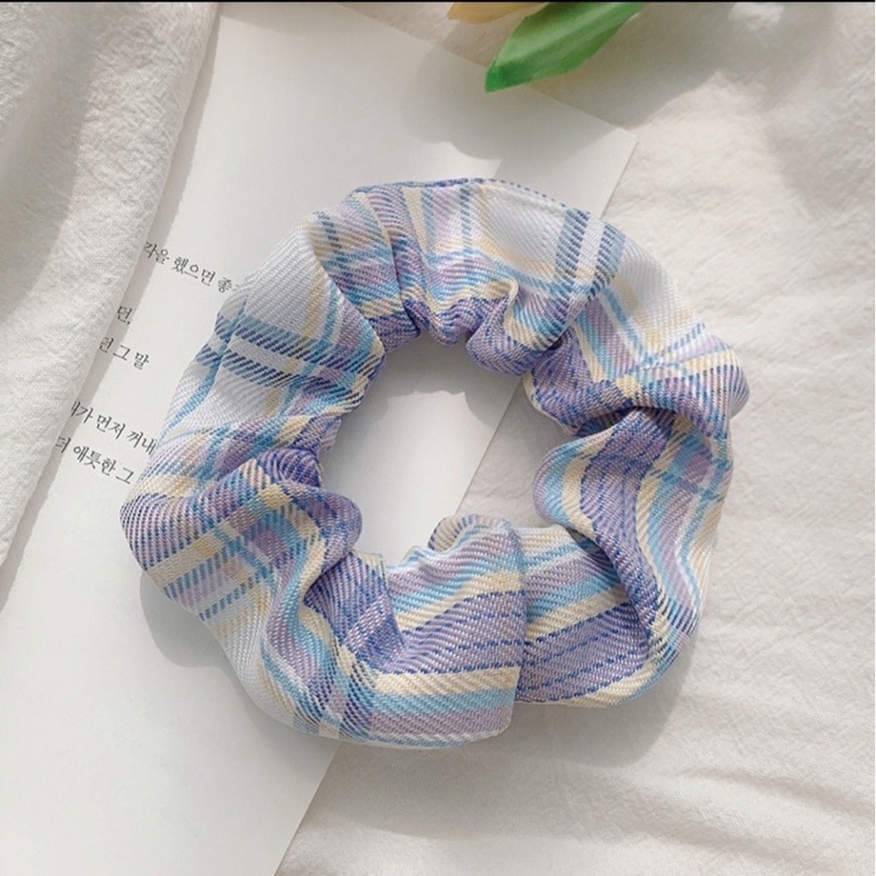 Dây buộc tóc FREESHIPdây cột tóc vải Scunchies nhiều mẫu tone Xanh Biển