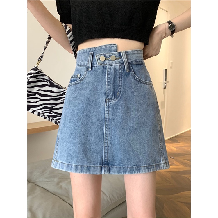Chân váy chữ A jean CV004 lạ mắt 2 màu xanh, đen