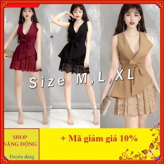 Đồ Bay Ngắn💝FREESHIP💝 Đồ bay ngắn giả váy phối ren cổ vest cực xinh J873