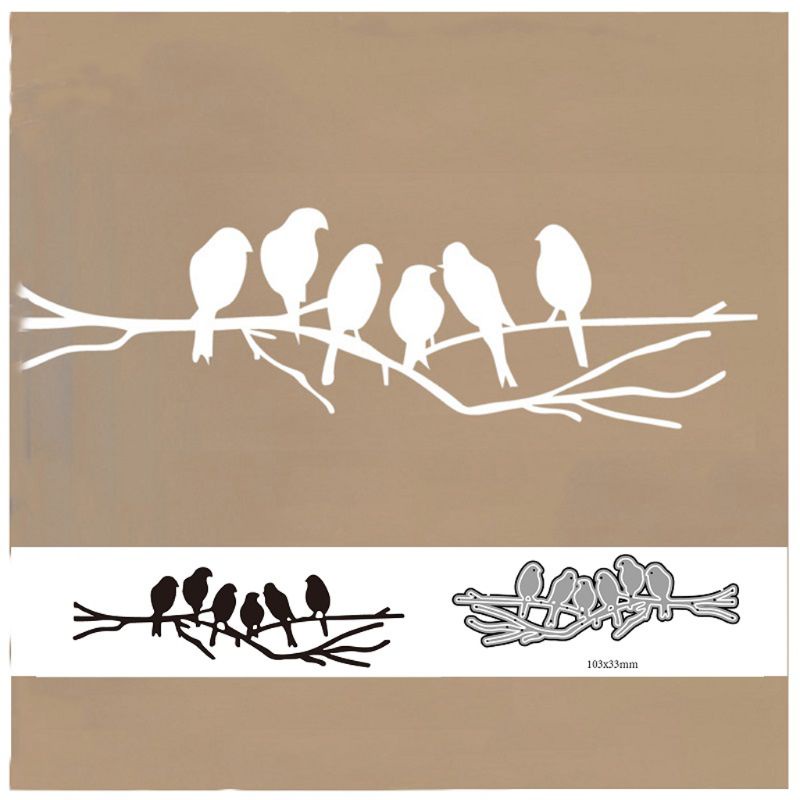 Khuôn Cắt Giấy Kim Loại Hình Chú Chim Trên Cành Cây Xinh Xắn