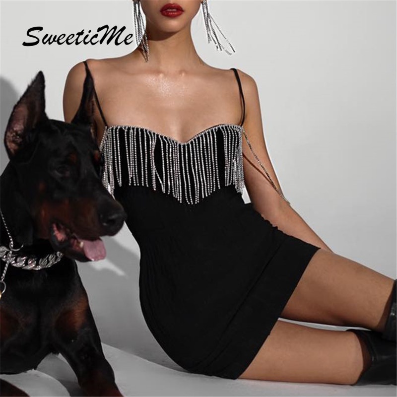 Đầm Nữ Đính Hạt Cắt Thấp Quyến Rũ Kiểu Mới SweeticMe