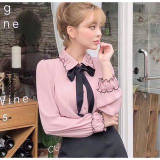 Áo Sơmi Voan Phối Diềm Kết Hợp Dây Nơ Cổ Duyên Dáng TTSL0240