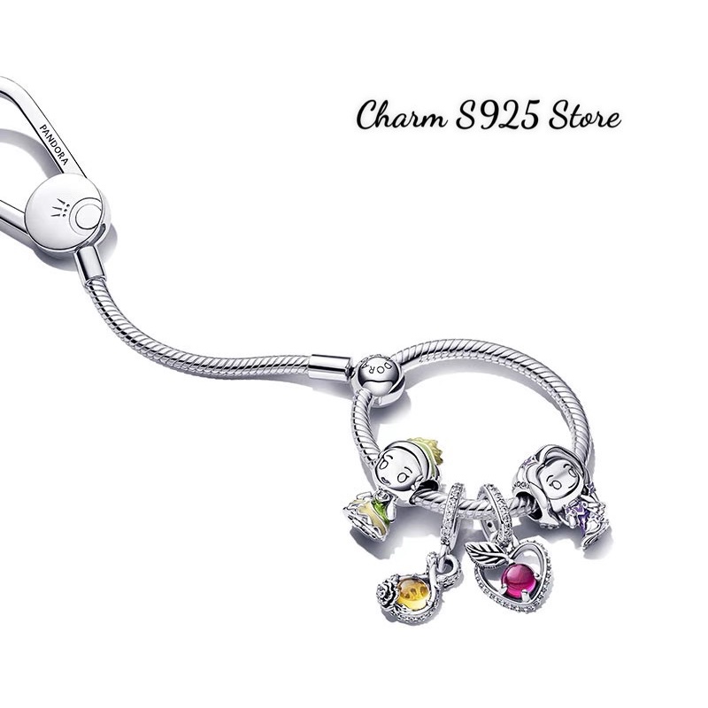 charm pan treo tim đính đá hình táo bạc s925 cao cấp
