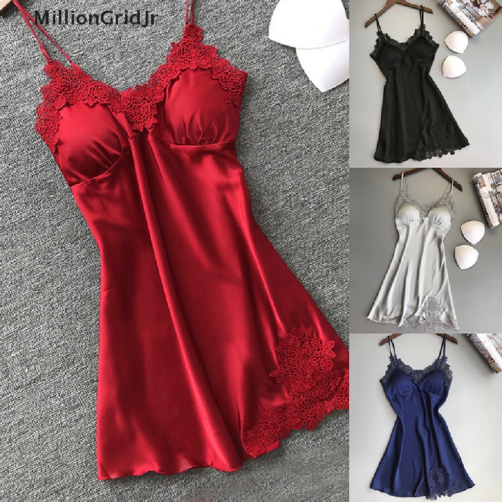 Đầm Ngủ Chất Lụa Phối Ren Kiểu Babydoll Gợi Cảm Cho Bạn Gái