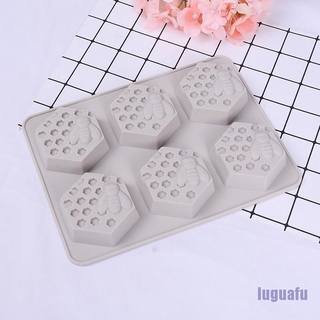 1 khuôn silicone làm xà phòng hình con ong 6 ngăn