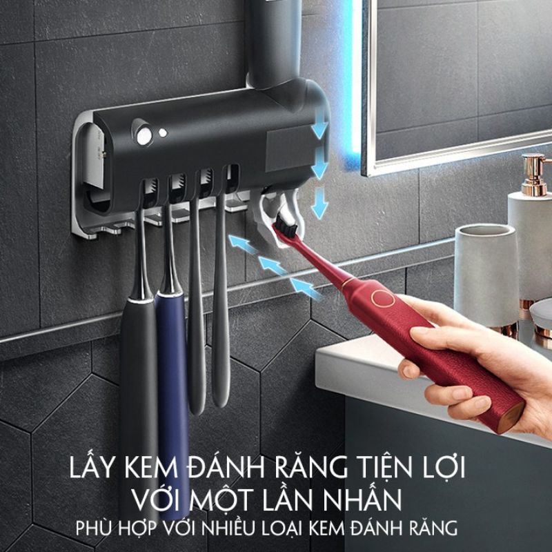 MVP2139 Giá treo bàn chải kết hợp bộ nhả kem đánh răng được trang bị khử khuẩn bằng tia UV