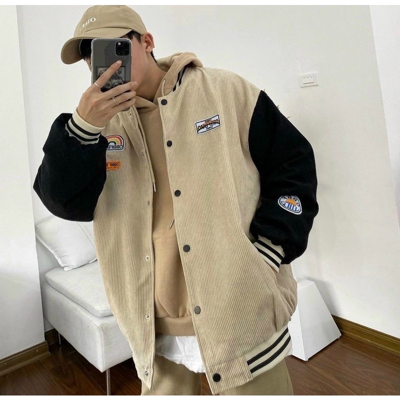 ÁO KHOÁC BOMBER NHUNG CẦU VÒNG ( hình chụp thật )