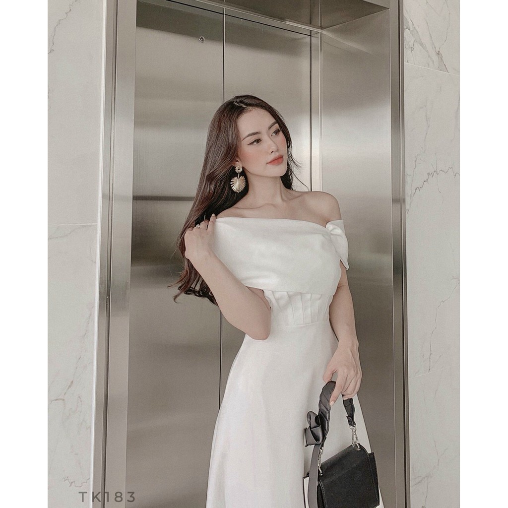 Đầm Xòe Dự Tiệc Lêch Vai, Váy Đầm Xòe Trễ Vai Sang Trọng Zenna [ảnh+video thật] | BigBuy360 - bigbuy360.vn