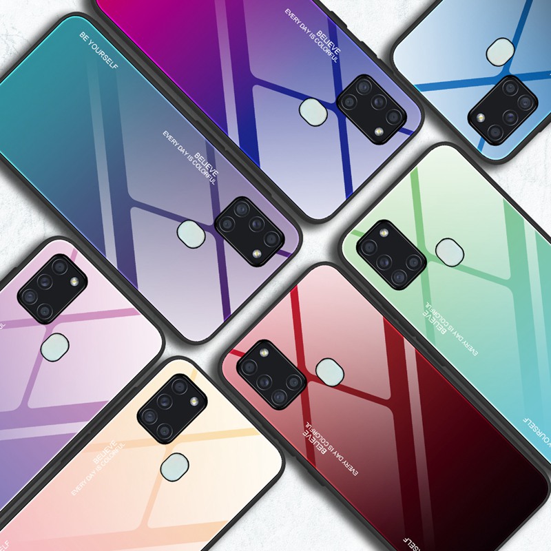 Ốp điện thoại tráng kính cường lực cao cấp thời trang cho SAMSUNG GALAXY A21 NOTE 20 ULTRA A21S A51 A71 5G A31