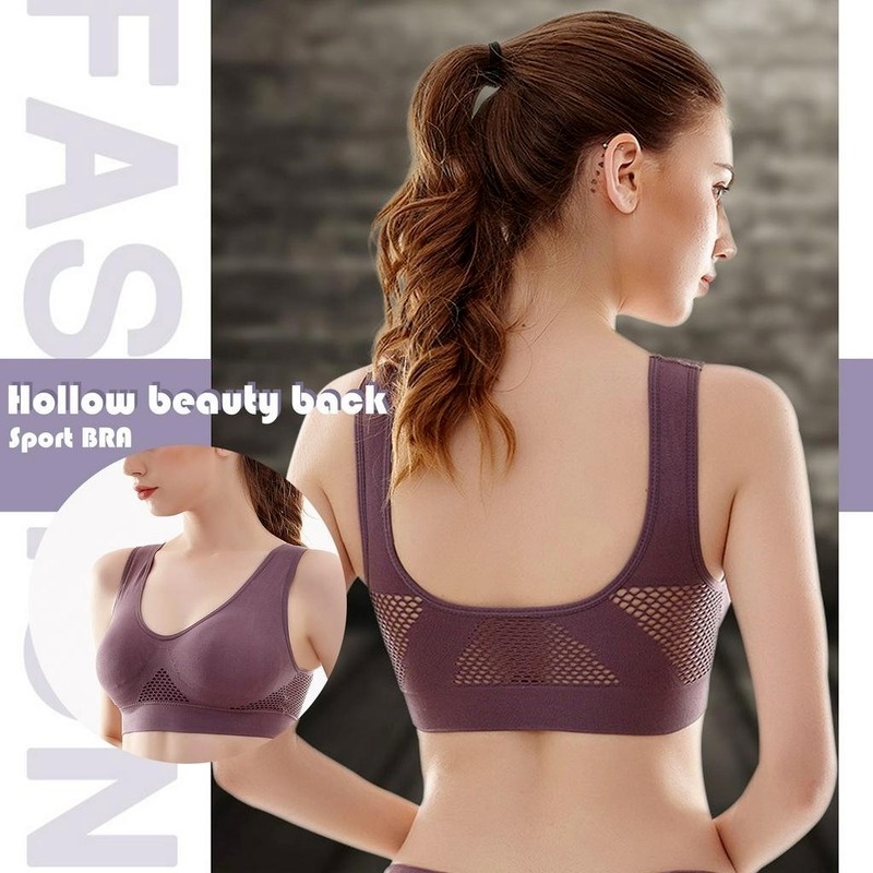 Áo Ngực Thể Thao Không Đường May Phối Lưới Mỏng Thoáng Khí Kèm Đệm Ngực Cho Nữ