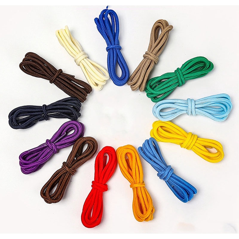 Set 2 cặp Dây giày tròn màu trơn cho giày thể thao, giày bốt và giày thể thao, dài 1,2 mét