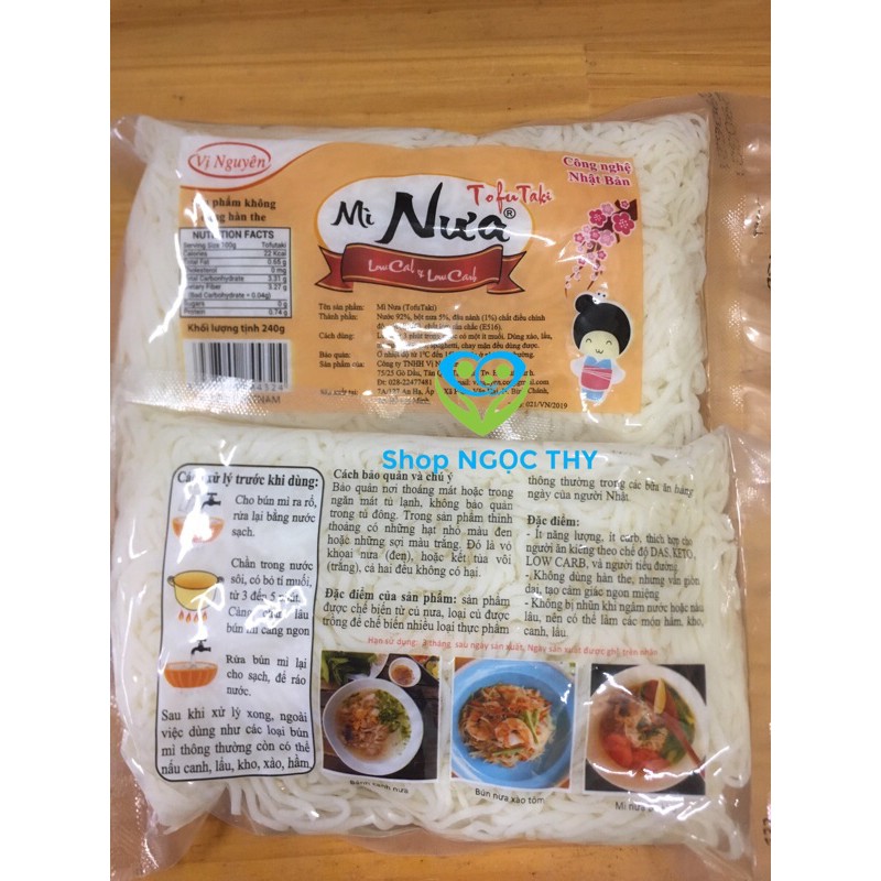 Bún/Mỳ/Phở/Miến Nưa Vị Nguyên 240gr, ăn kiêng low carb/keto/d