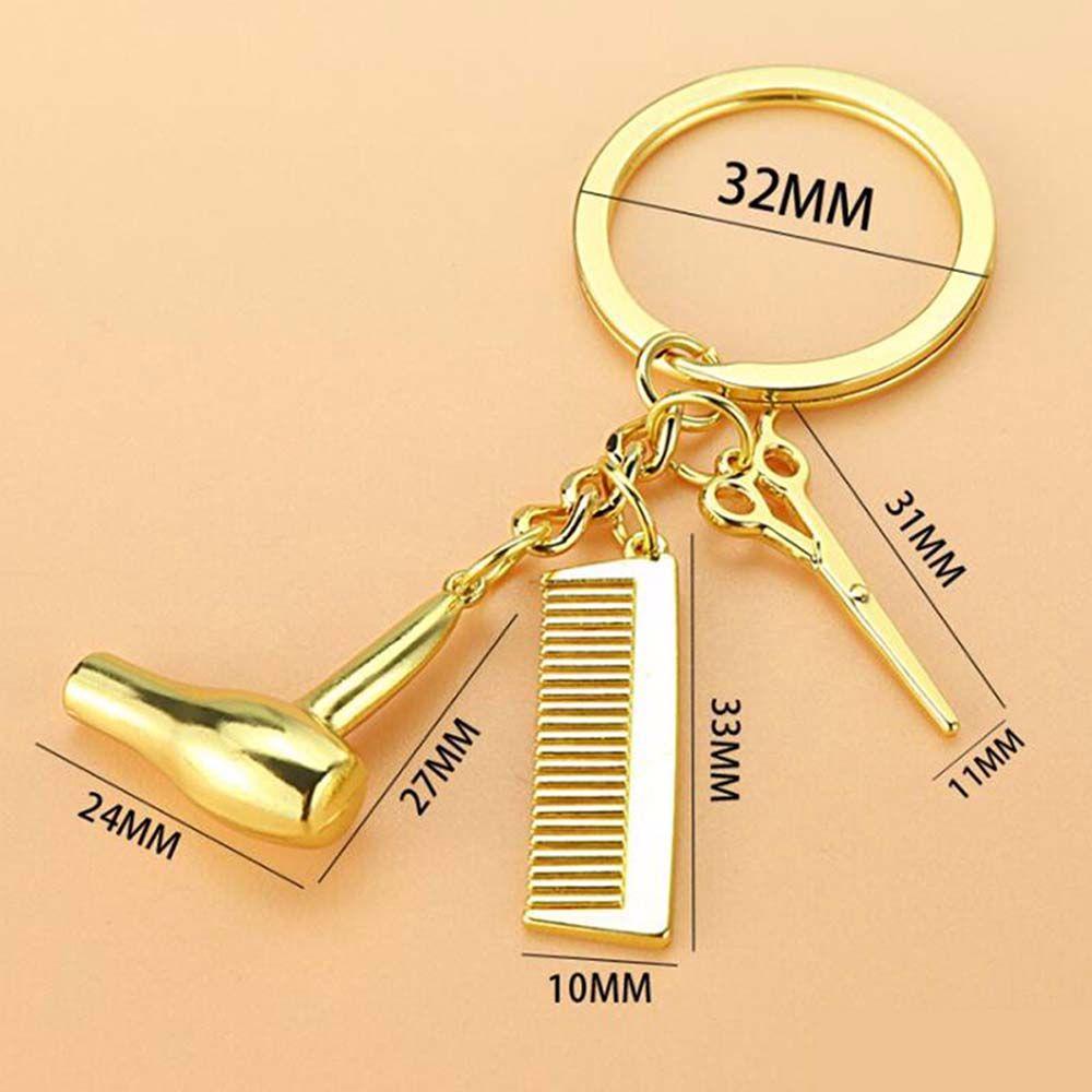 Móc khóa hình kéo cắt tóc/ lược/ máy sấy tóc nhỏ gọn treo xe hơi phù hợp làm quà tặng nhiều màu sắc