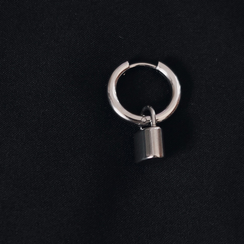 Bông tai 22631 hình ổ khóa nhỏ không phai màu phong cách hip hop thời trang dành cho cặp đôi nam và nữ