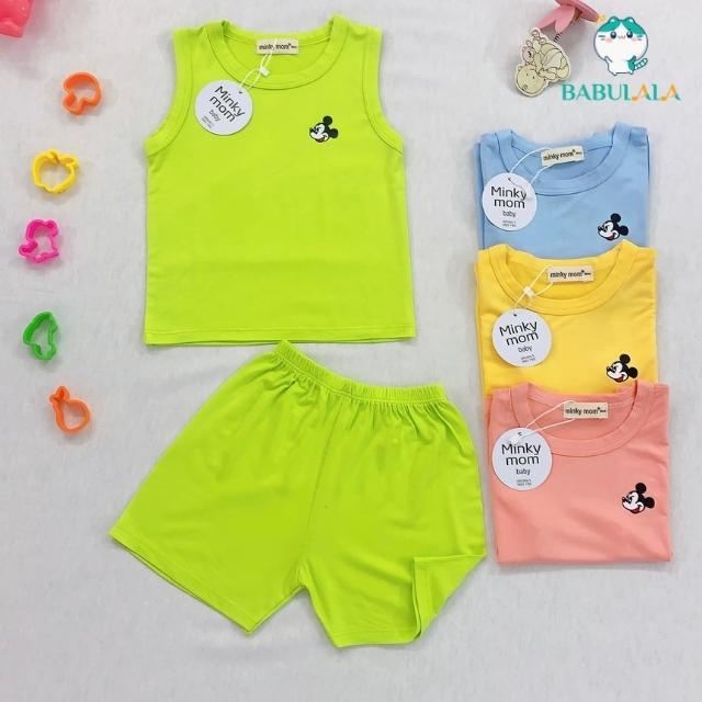 Bộ Quần Áo Bé Trai Bé Gái Minky Mom Chính Hãng Ba Lỗ Vải Thun Lạnh-Đồ Bộ Cho Bé In Hình Mickey Dễ Thương-Babulala BL06