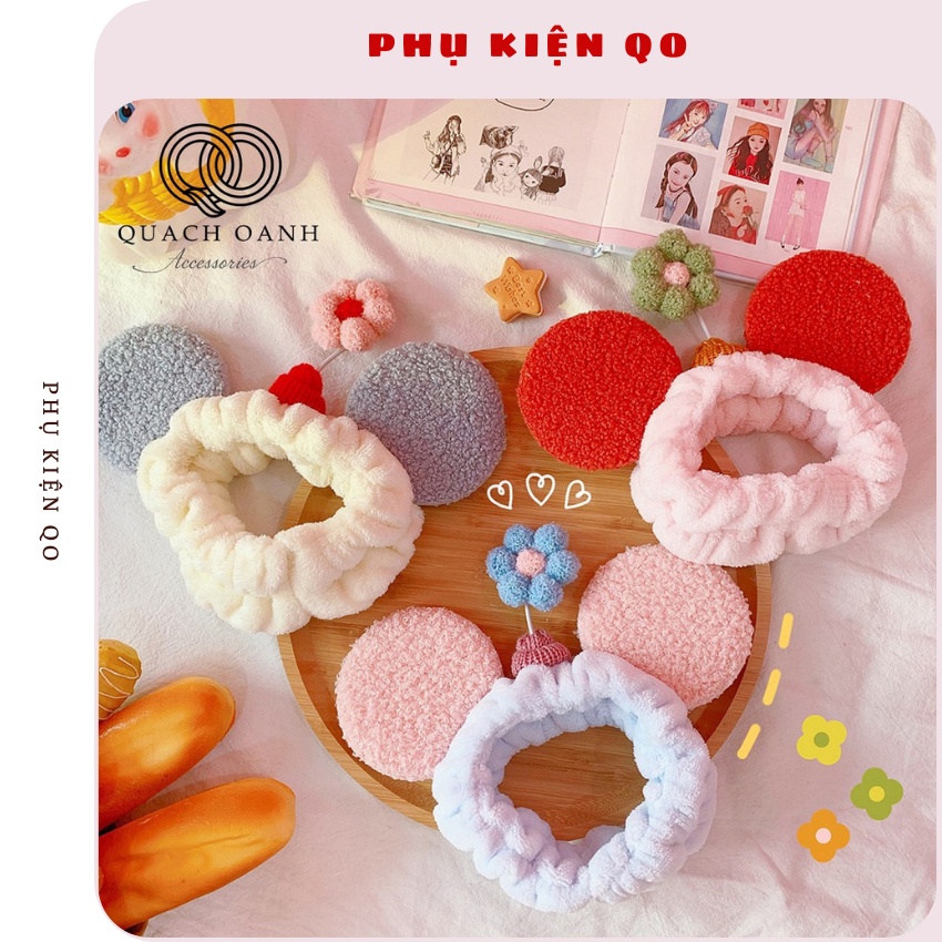 Băng đô hoa tai Mickey phối bông hoa xinh xắn - BOM82